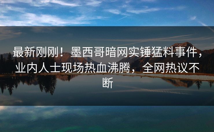 最新刚刚！墨西哥暗网实锤猛料事件，业内人士现场热血沸腾，全网热议不断