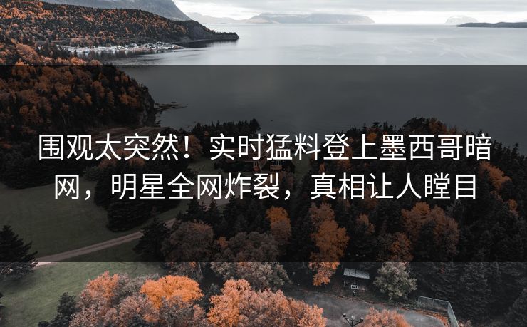 围观太突然！实时猛料登上墨西哥暗网，明星全网炸裂，真相让人瞠目