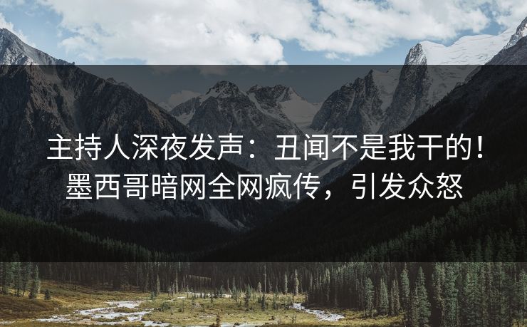 主持人深夜发声：丑闻不是我干的！墨西哥暗网全网疯传，引发众怒