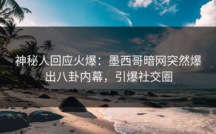 神秘人回应火爆：墨西哥暗网突然爆出八卦内幕，引爆社交圈