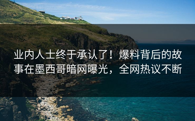 业内人士终于承认了！爆料背后的故事在墨西哥暗网曝光，全网热议不断