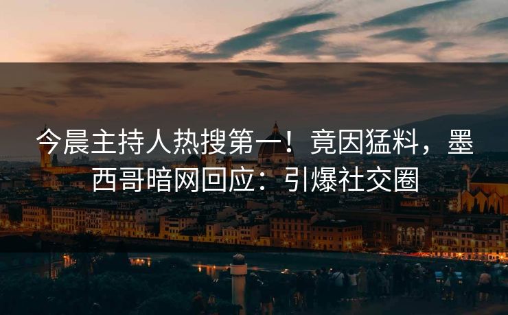 今晨主持人热搜第一！竟因猛料，墨西哥暗网回应：引爆社交圈