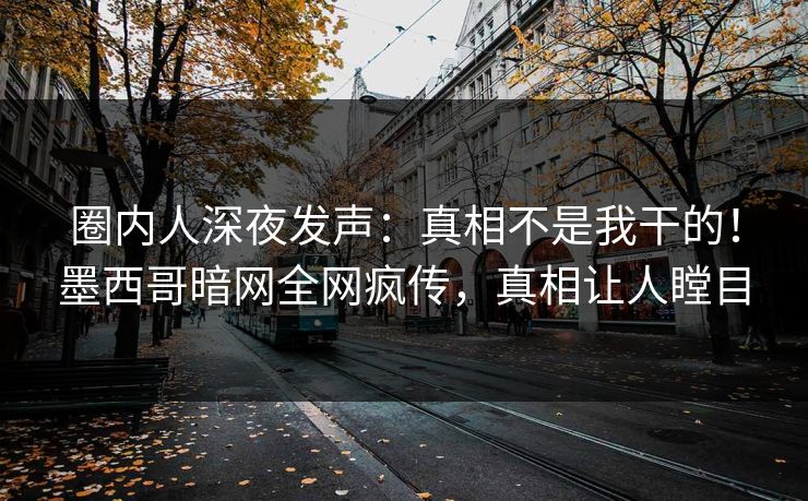 圈内人深夜发声：真相不是我干的！墨西哥暗网全网疯传，真相让人瞠目