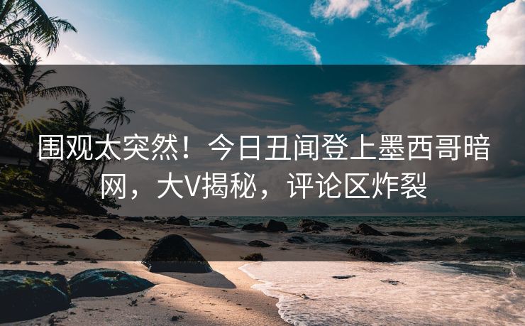 围观太突然！今日丑闻登上墨西哥暗网，大V揭秘，评论区炸裂