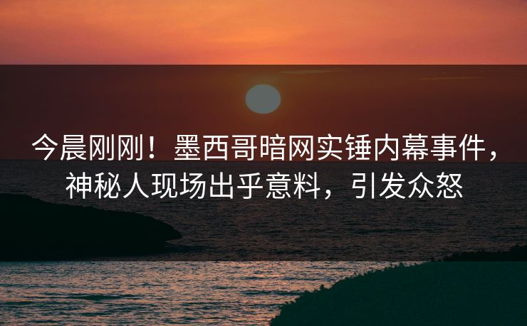 今晨刚刚！墨西哥暗网实锤内幕事件，神秘人现场出乎意料，引发众怒