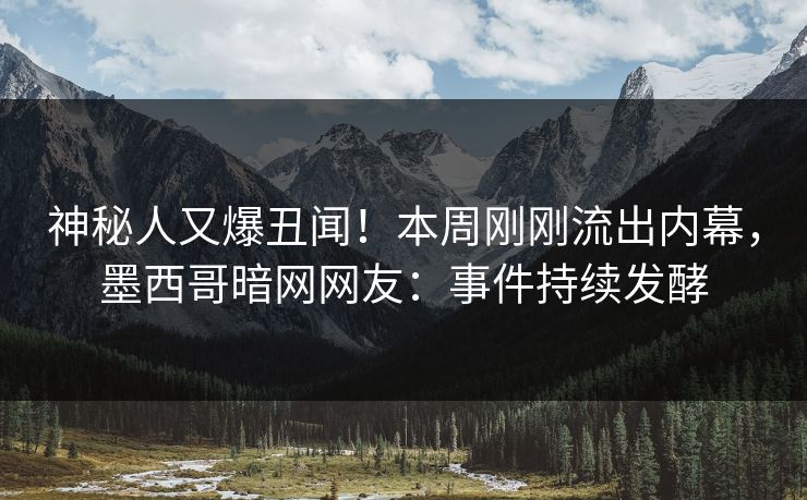 神秘人又爆丑闻！本周刚刚流出内幕，墨西哥暗网网友：事件持续发酵