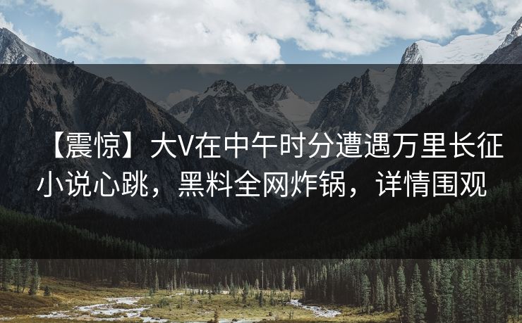 【震惊】大V在中午时分遭遇万里长征小说心跳，黑料全网炸锅，详情围观