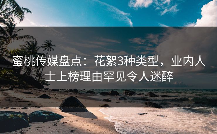 蜜桃传媒盘点：花絮3种类型，业内人士上榜理由罕见令人迷醉