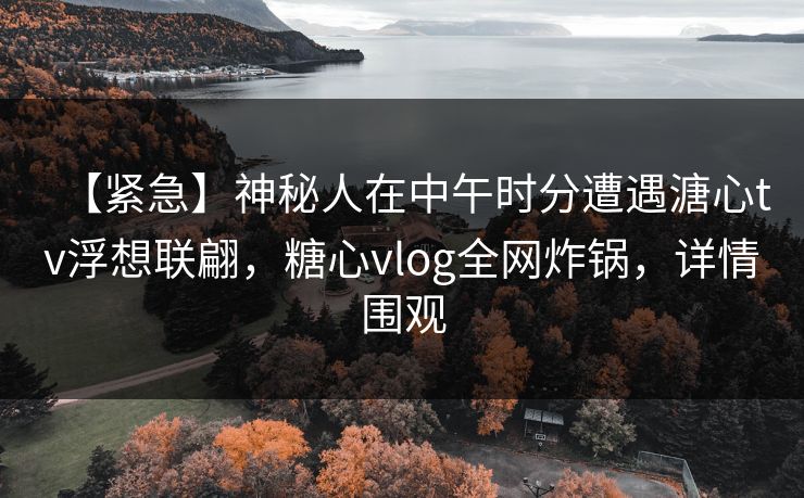 【紧急】神秘人在中午时分遭遇溏心tv浮想联翩，糖心vlog全网炸锅，详情围观