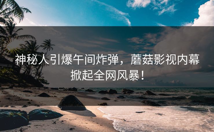 神秘人引爆午间炸弹，蘑菇影视内幕掀起全网风暴！